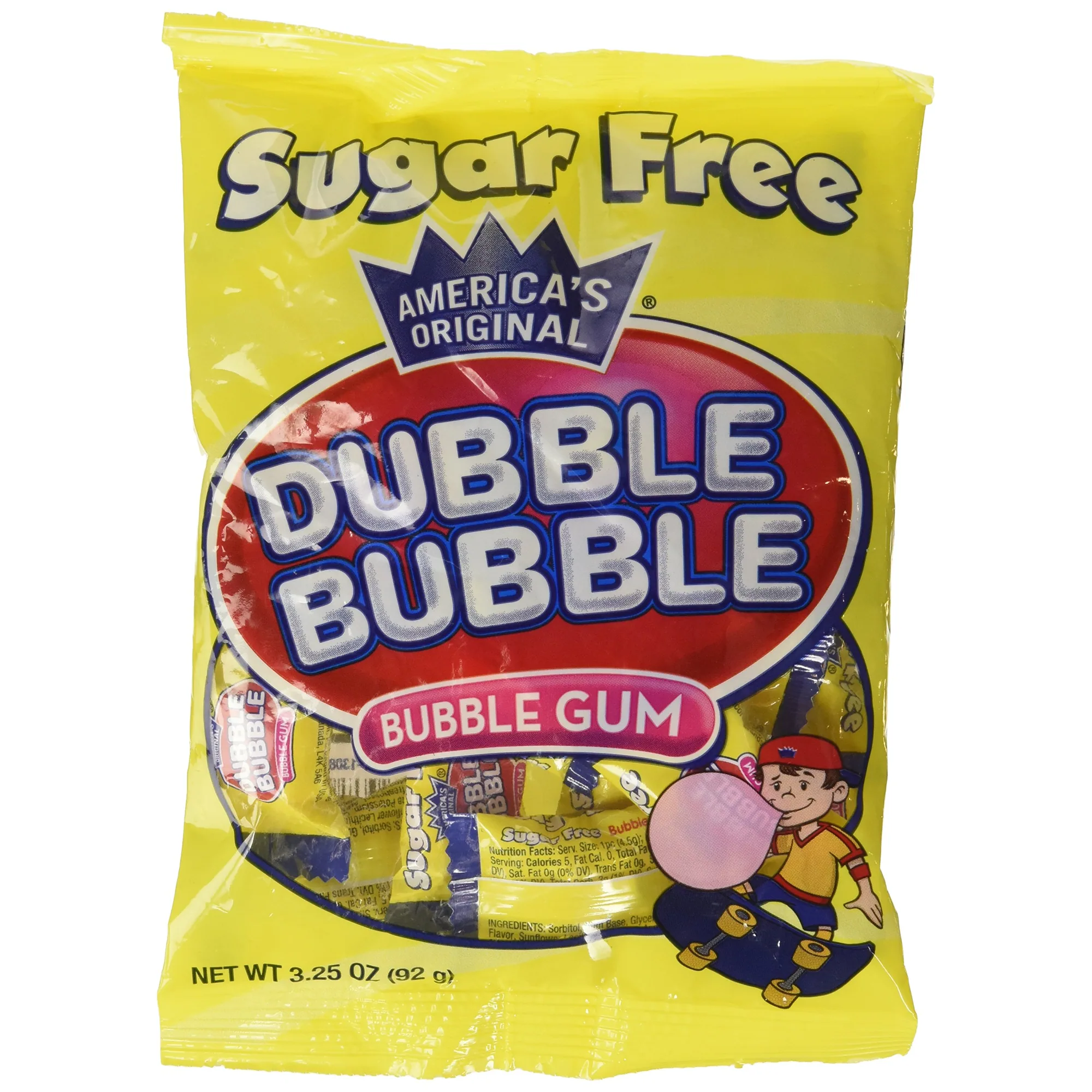 Dubble Bubble Sugar Free Gum, 3.25 oz Bag
