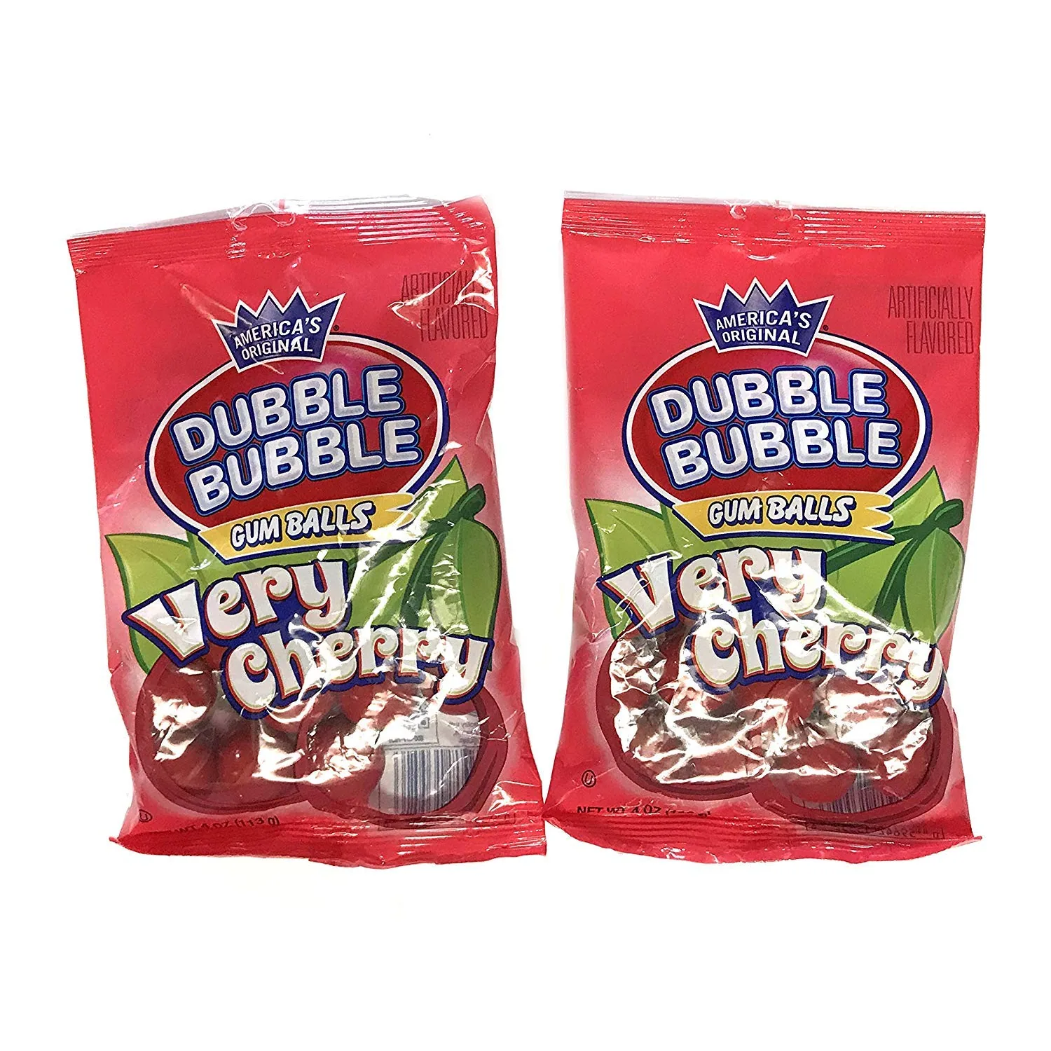Dubble Bubble Very Cherry Gumballs, 4 oz Bags, Pack of 3