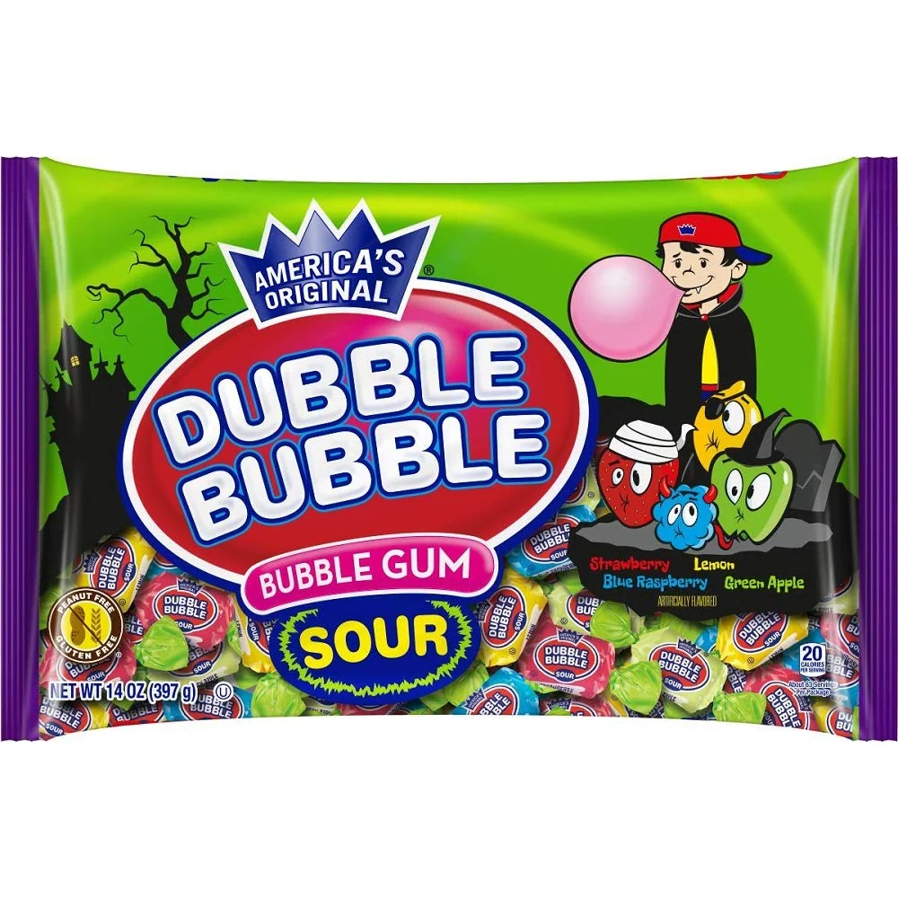 Dubble Bubble Sour Bubble Gum, 14 oz Bag